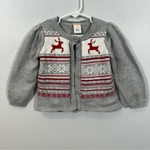 Gymboree Gray and Red Reindeer Cardigan